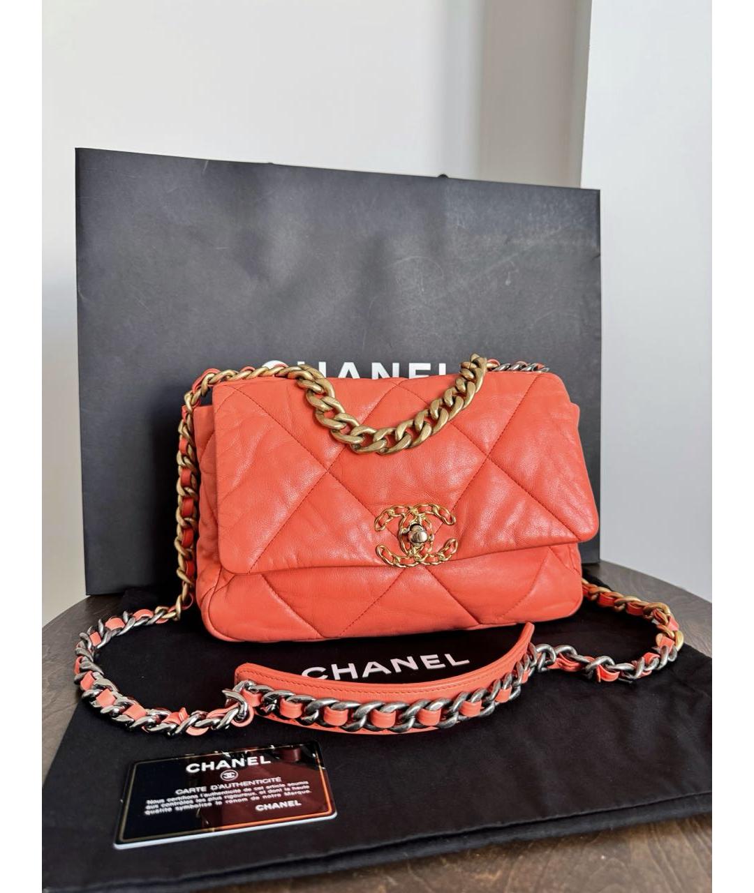 CHANEL Оранжевая кожаная сумка через плечо, фото 9