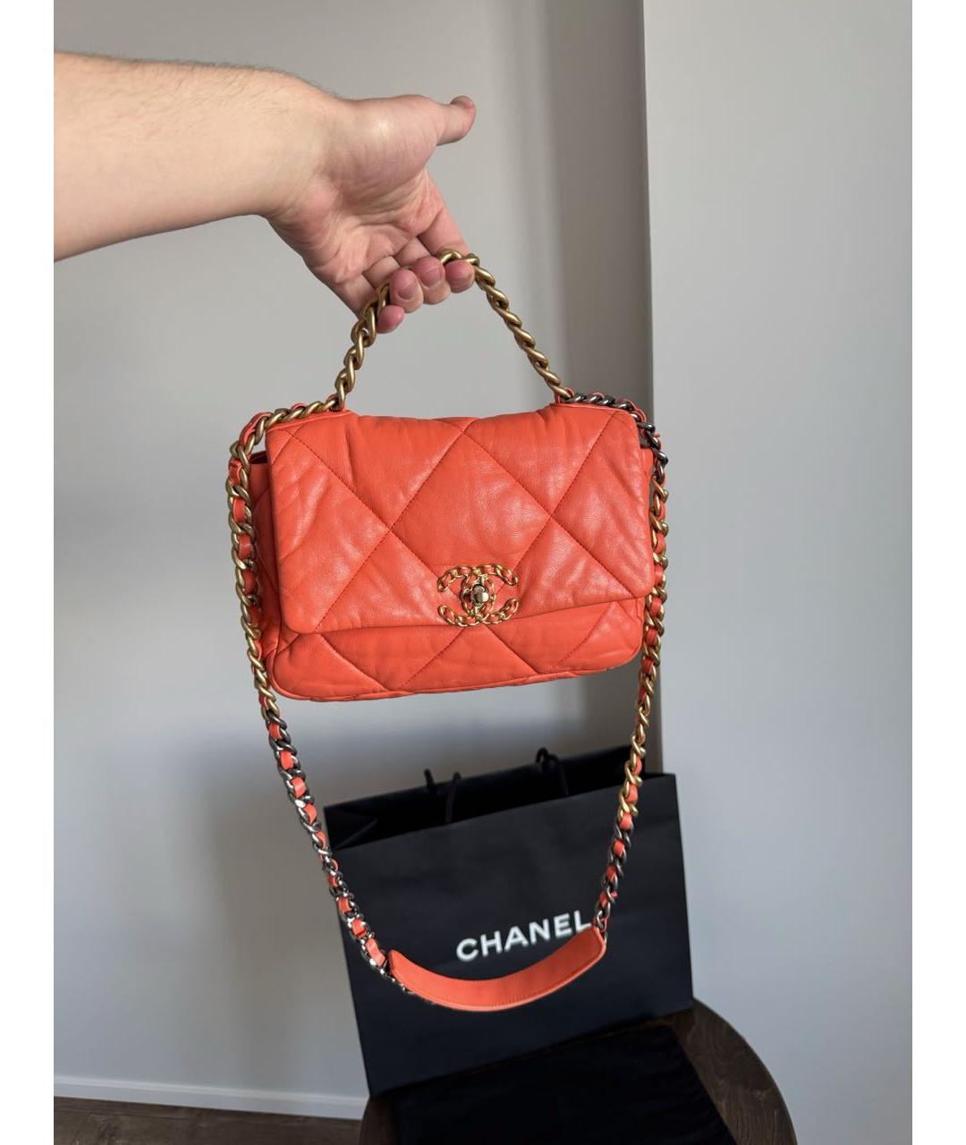 CHANEL Оранжевая кожаная сумка через плечо, фото 3