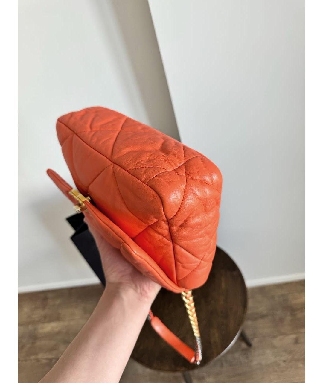 CHANEL Оранжевая кожаная сумка через плечо, фото 6