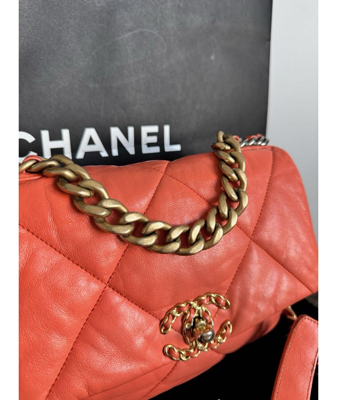 CHANEL Оранжевая кожаная сумка через плечо, фото 4