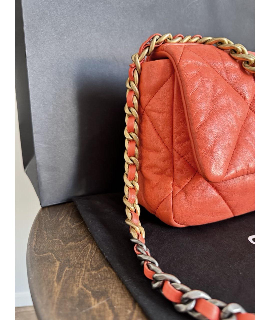 CHANEL Оранжевая кожаная сумка через плечо, фото 5