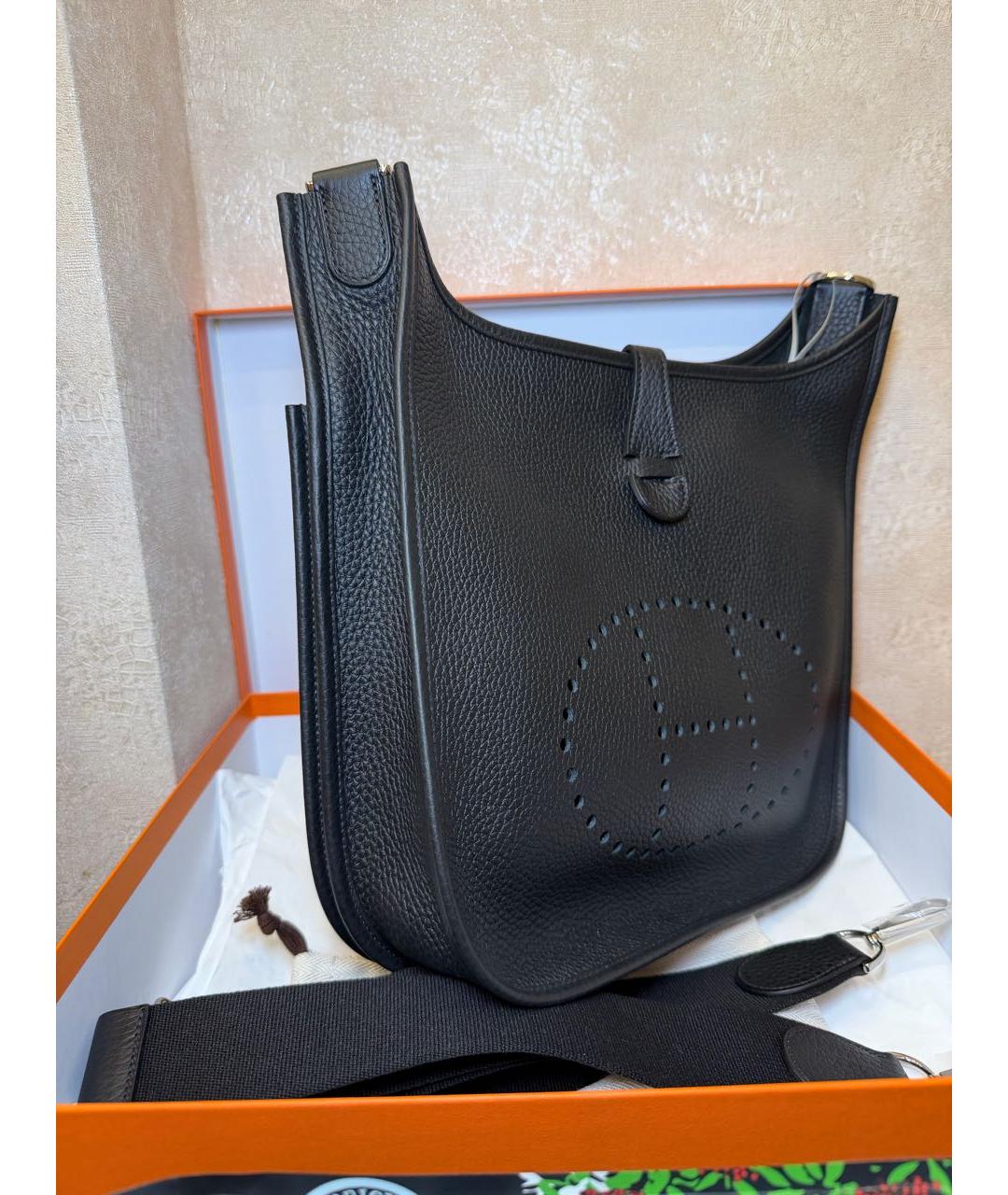HERMES Черная кожаная сумка через плечо, фото 2