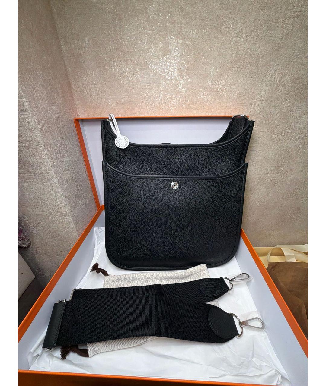 HERMES Черная кожаная сумка через плечо, фото 3