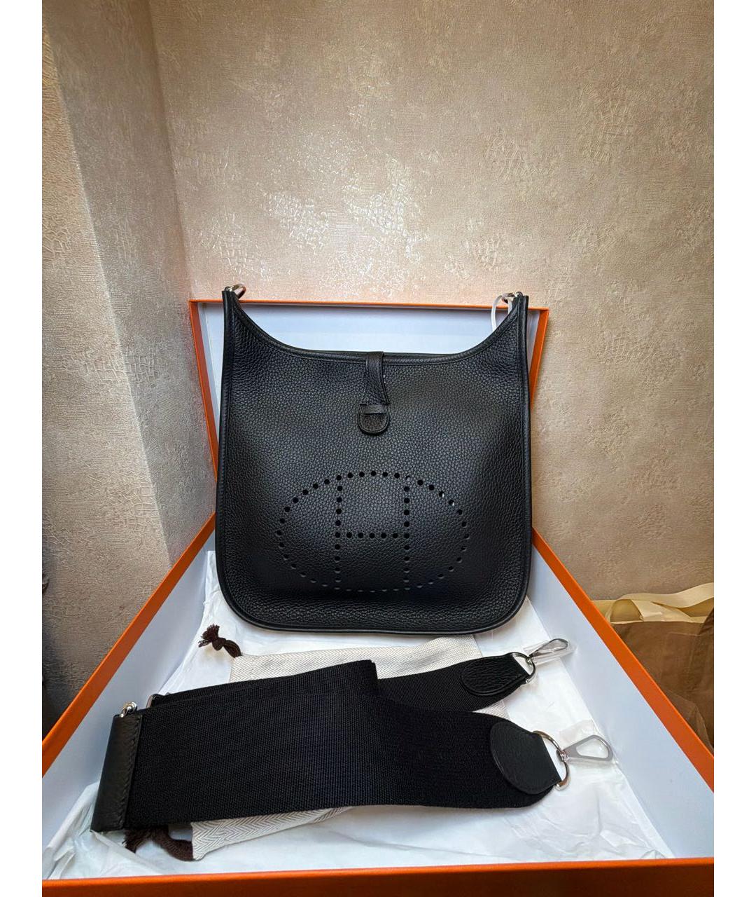 HERMES Черная кожаная сумка через плечо, фото 9