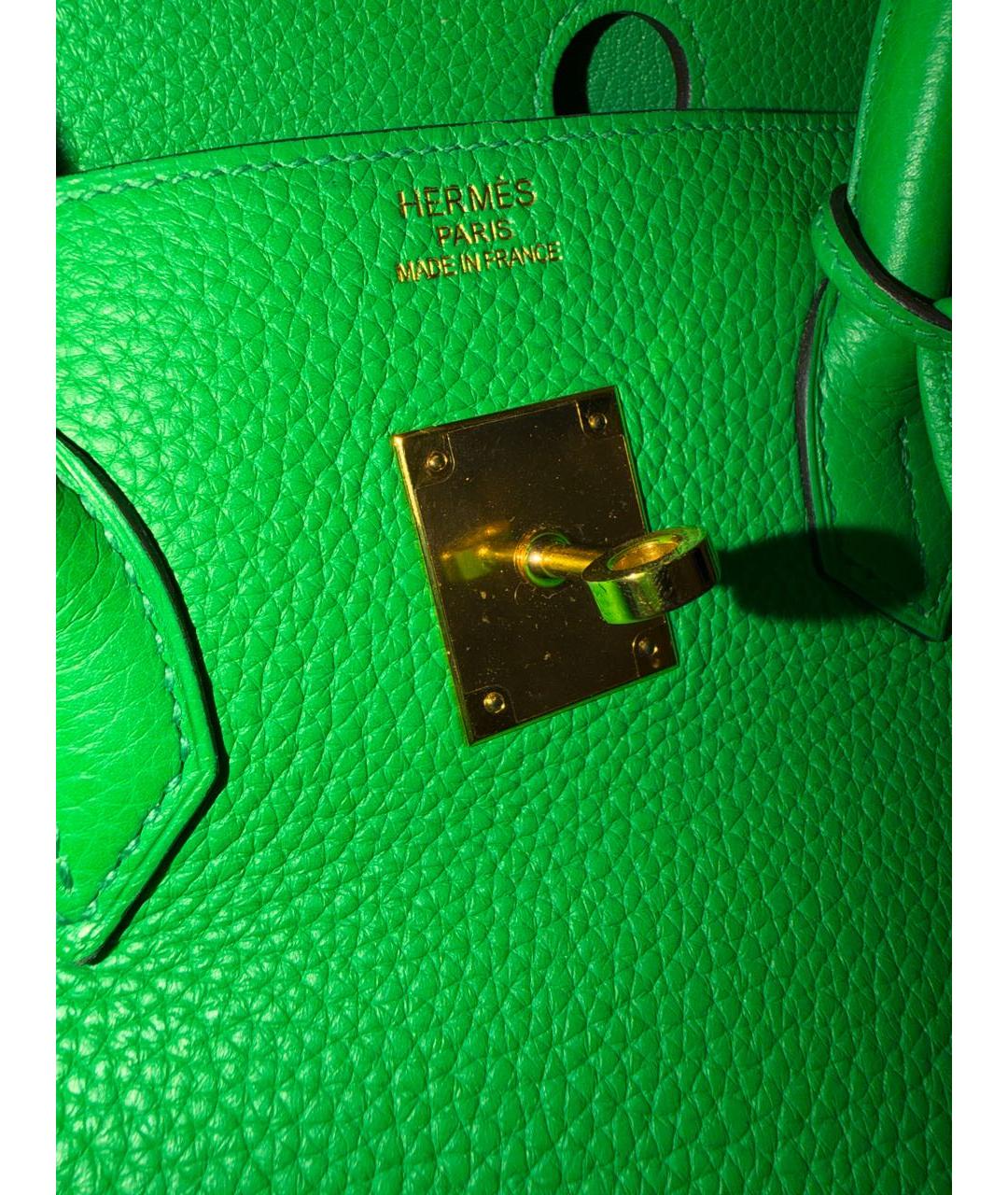 HERMES Зеленая кожаная сумка с короткими ручками, фото 6