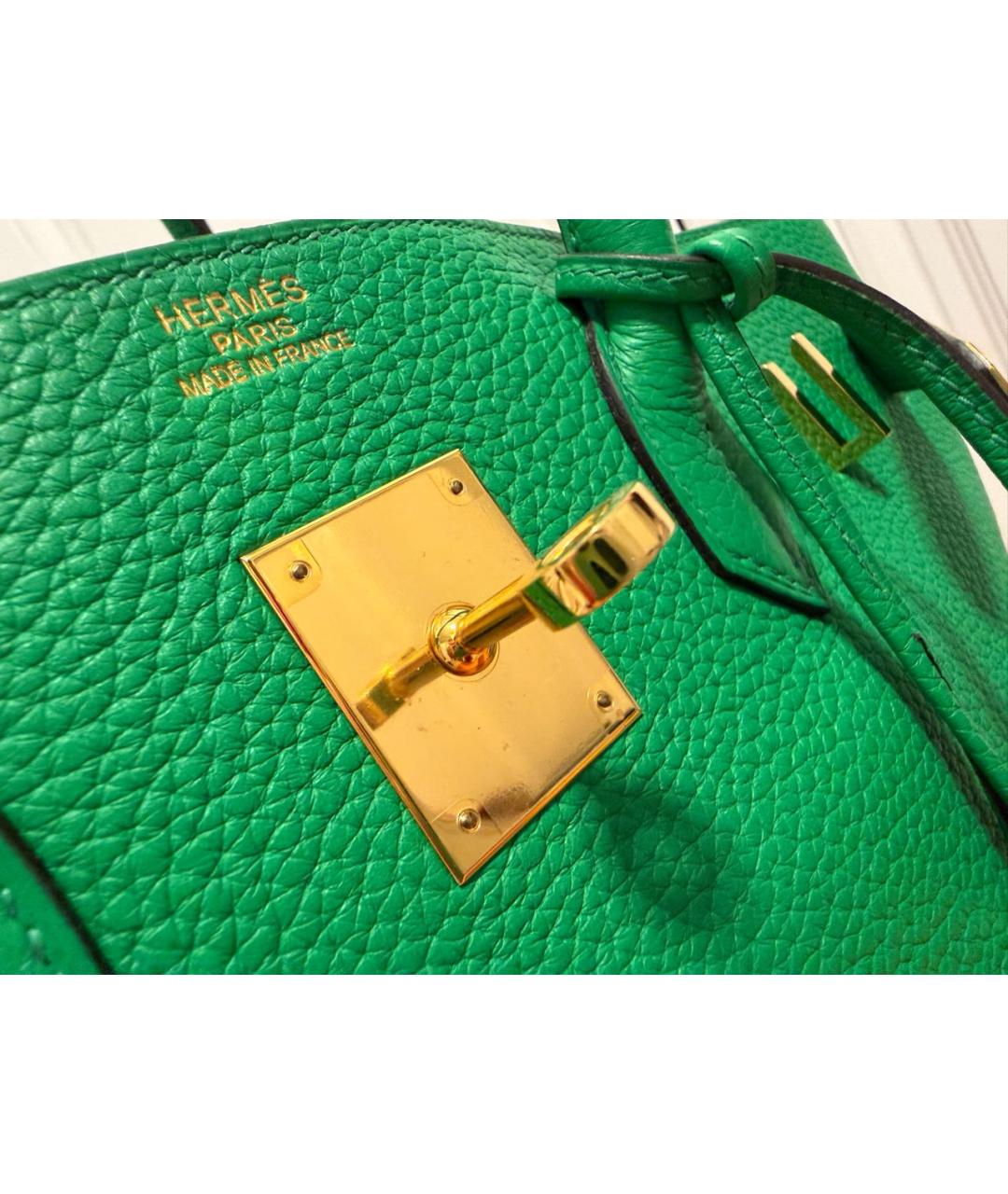 HERMES Зеленая кожаная сумка с короткими ручками, фото 2