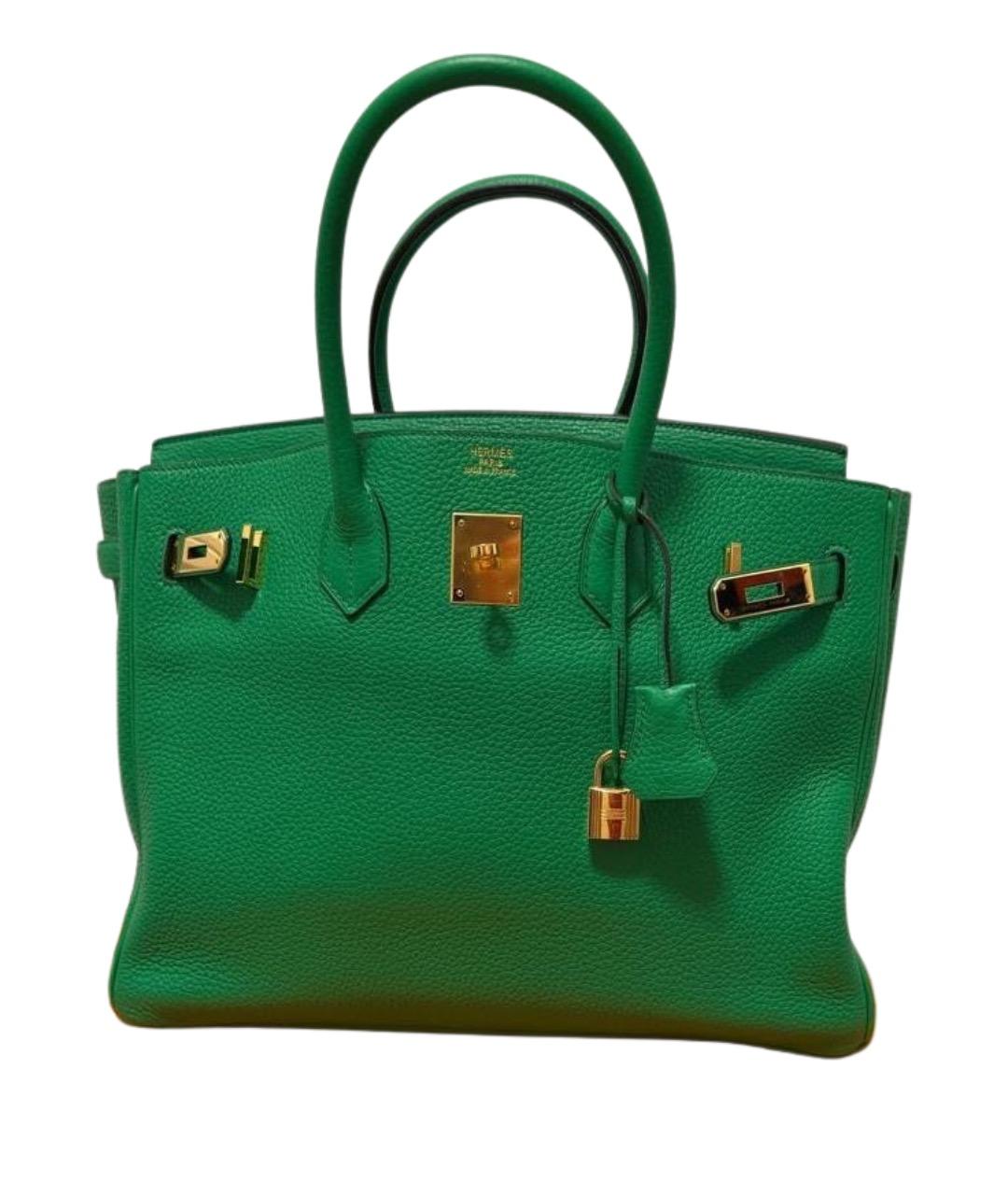 HERMES Зеленая кожаная сумка с короткими ручками, фото 1
