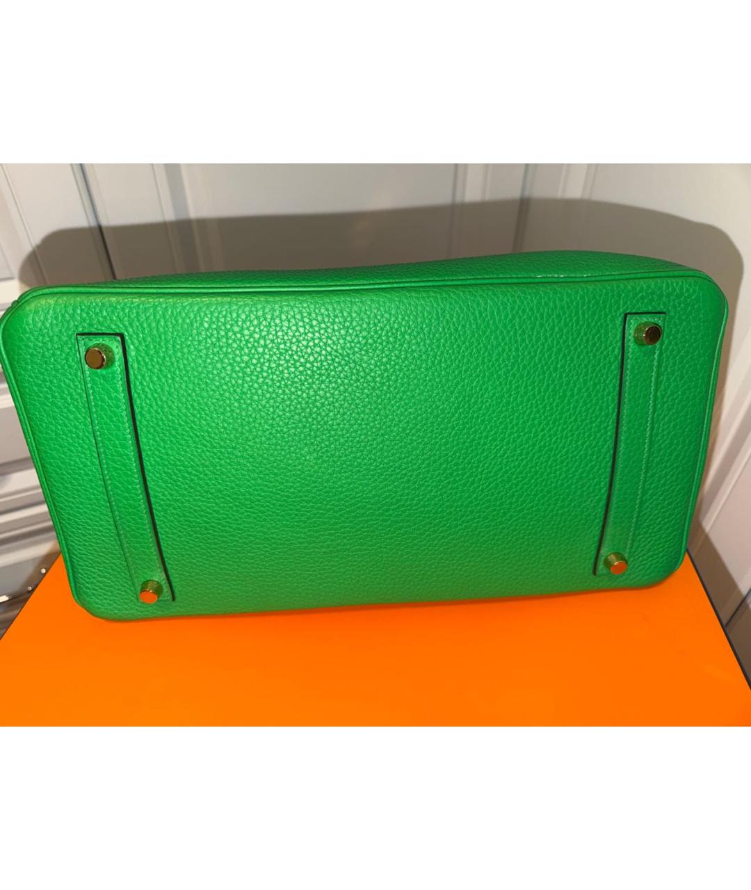 HERMES Зеленая кожаная сумка с короткими ручками, фото 5