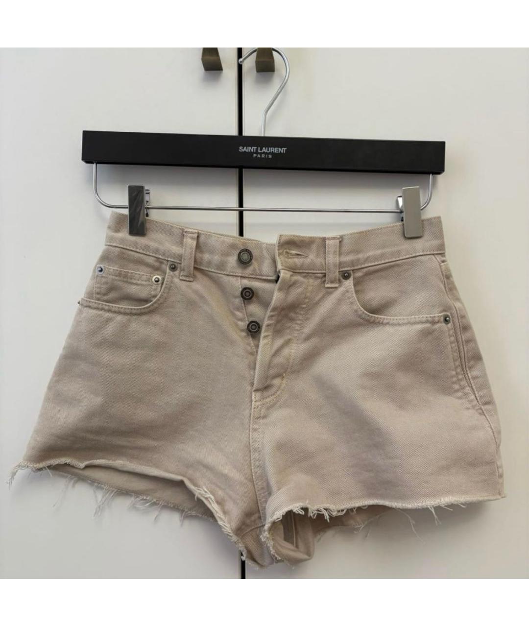 SAINT LAURENT Бежевые хлопковые шорты, фото 4