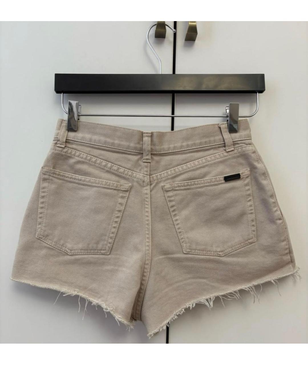 SAINT LAURENT Бежевые хлопковые шорты, фото 2