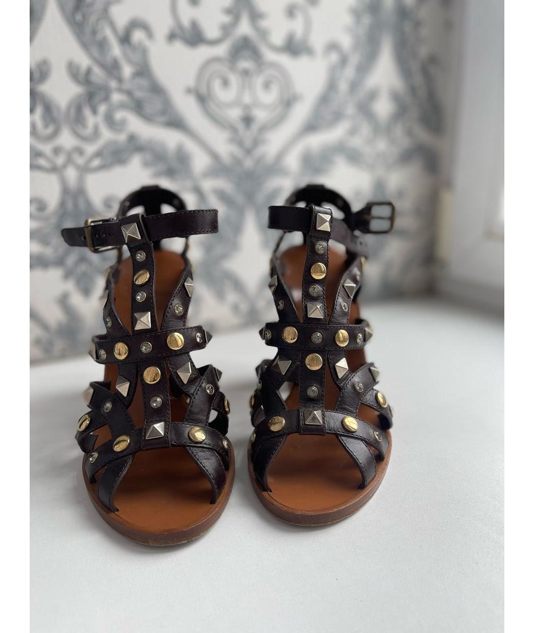 DOLCE&GABBANA Коричневые кожаные босоножки, фото 2