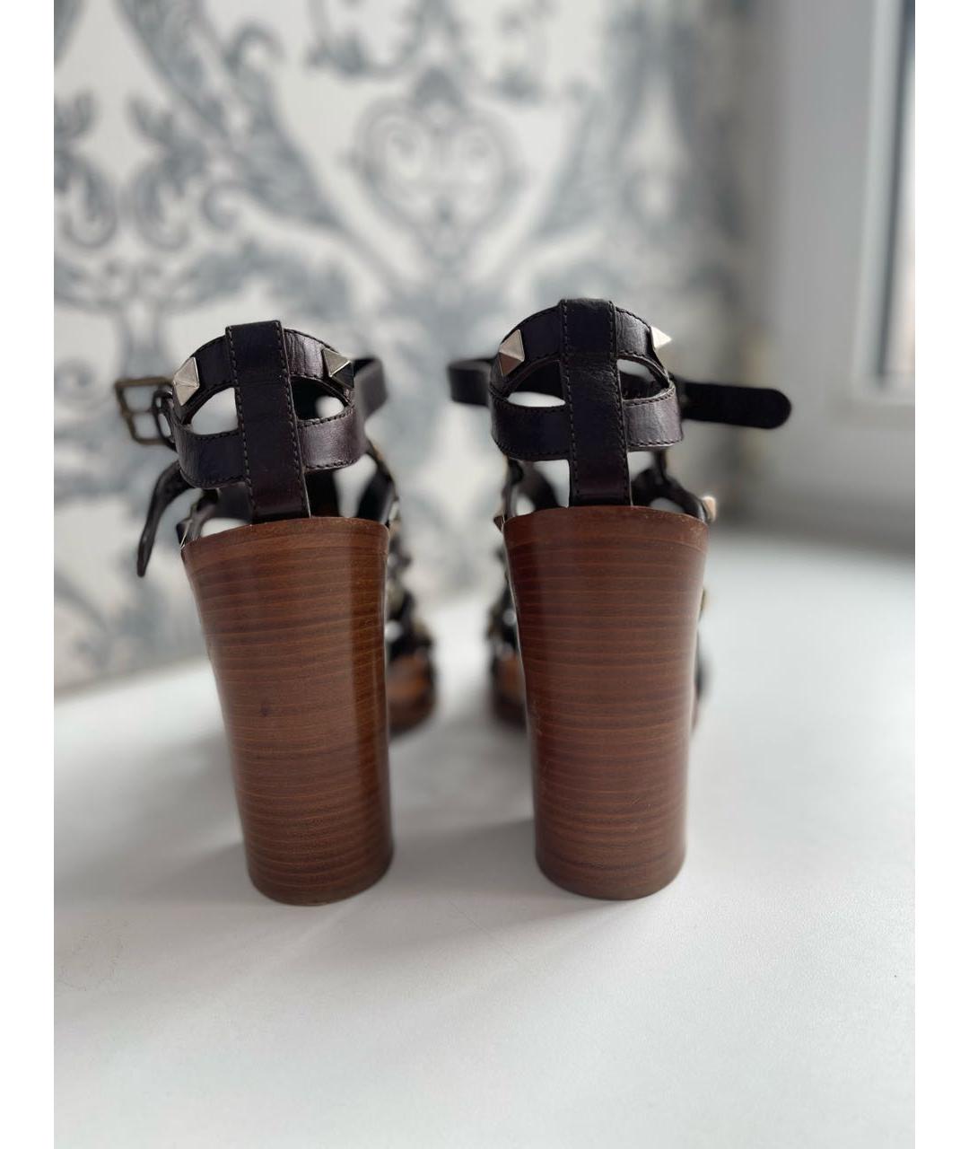 DOLCE&GABBANA Коричневые кожаные босоножки, фото 3