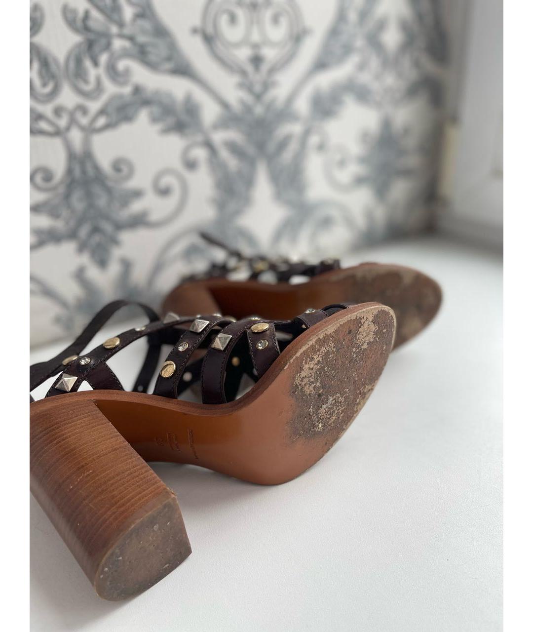 DOLCE&GABBANA Коричневые кожаные босоножки, фото 4
