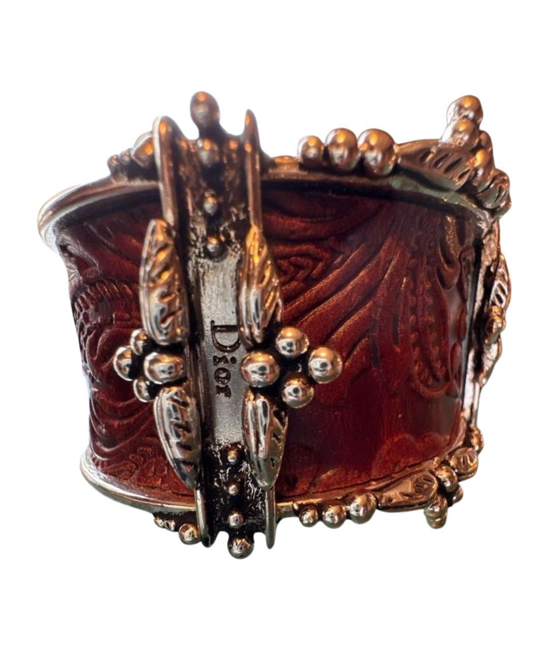 CHRISTIAN DIOR Коричневый кожаный браслет, фото 1