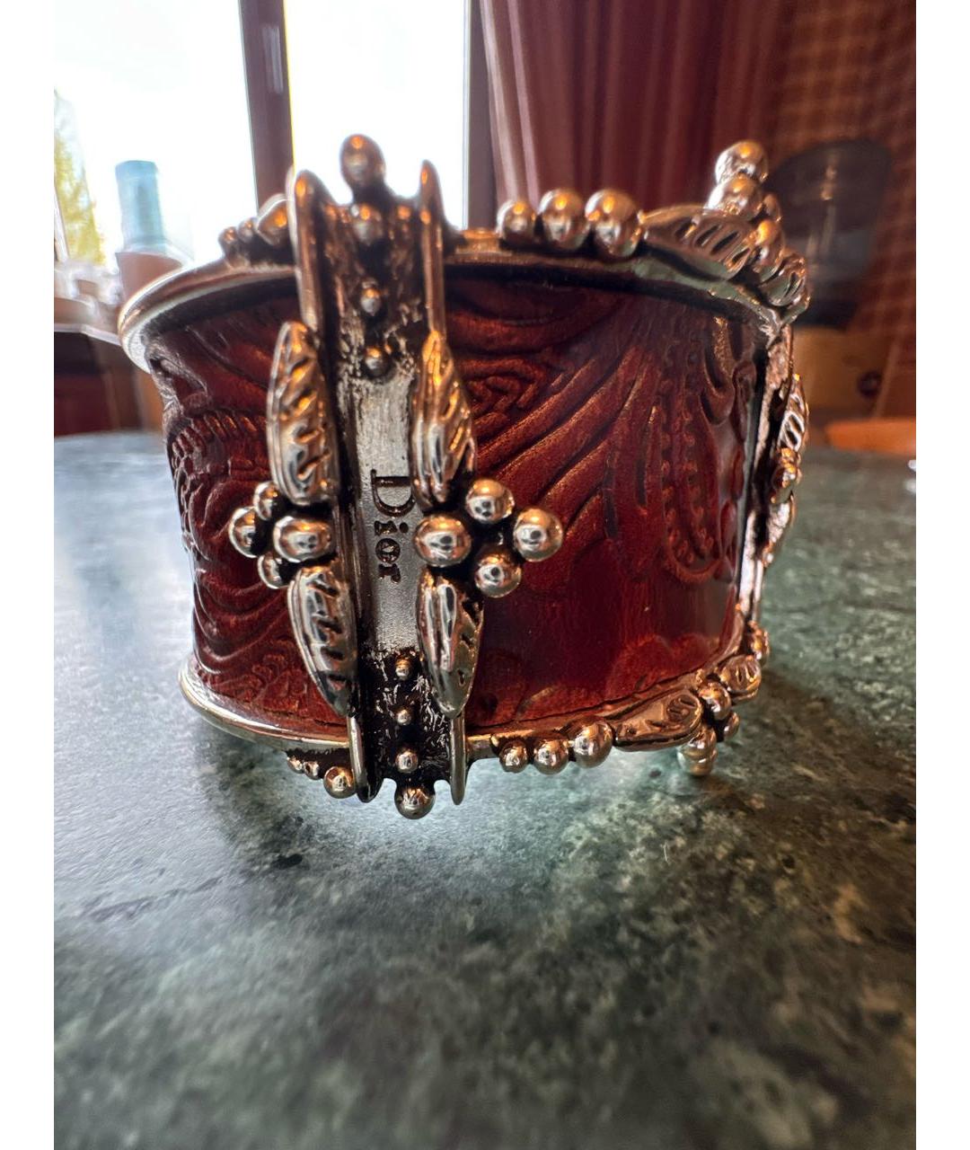 CHRISTIAN DIOR Коричневый кожаный браслет, фото 9