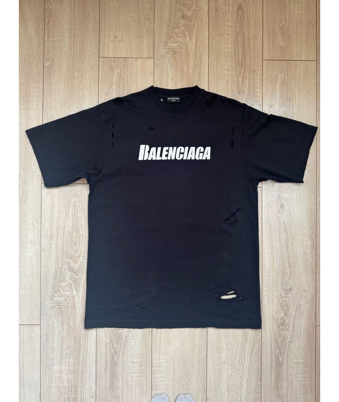 BALENCIAGA Черная хлопковая футболка, фото 6