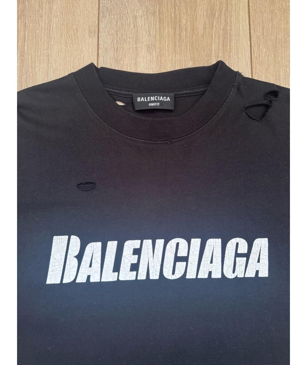 BALENCIAGA Черная хлопковая футболка, фото 3