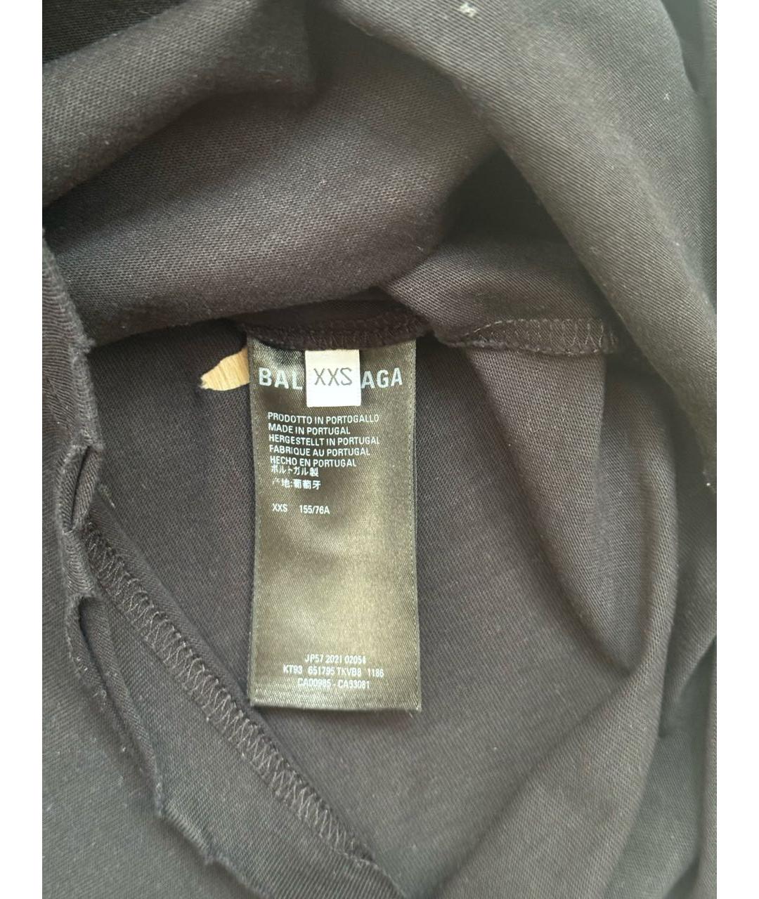 BALENCIAGA Черная хлопковая футболка, фото 4