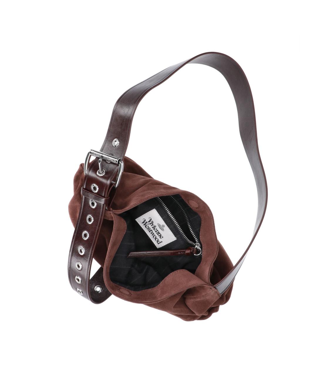 VIVIENNE WESTWOOD Коричневая замшевая сумка с короткими ручками, фото 4