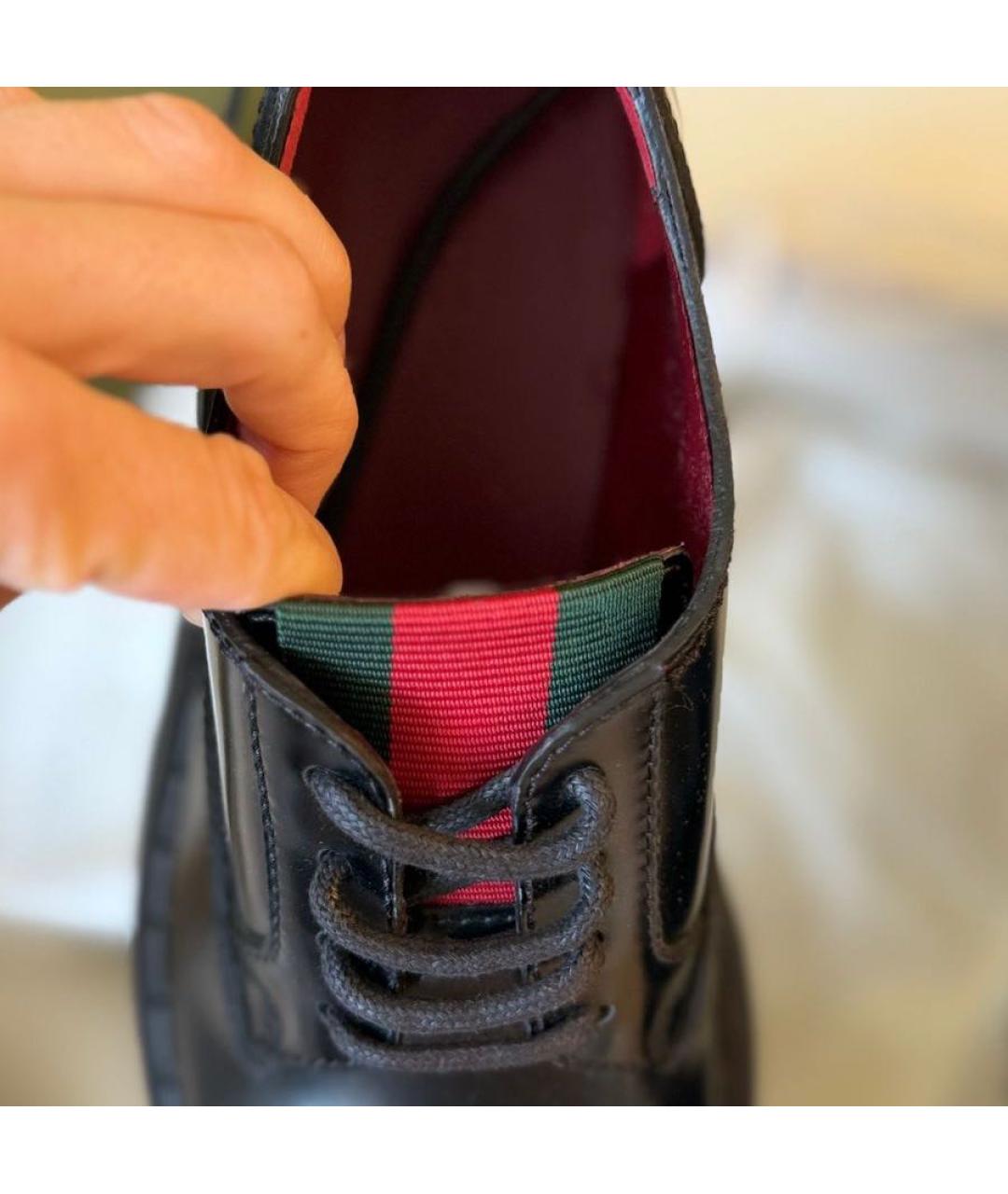 GUCCI Черные кожаные ботинки, фото 4