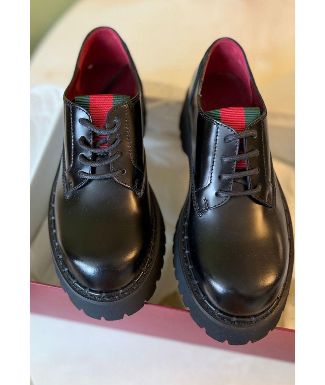 GUCCI Черные кожаные ботинки, фото 2