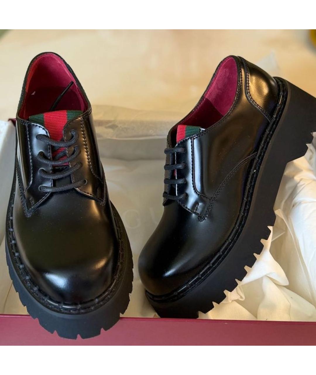 GUCCI Черные кожаные ботинки, фото 5