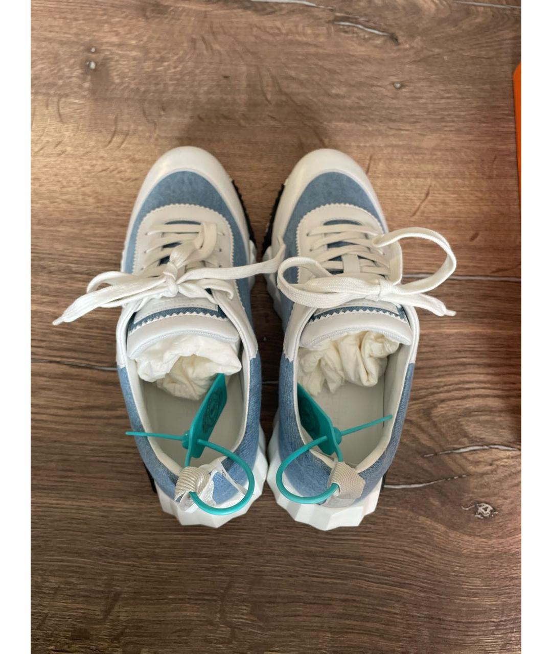 HERMES Голубые текстильные кроссовки, фото 3