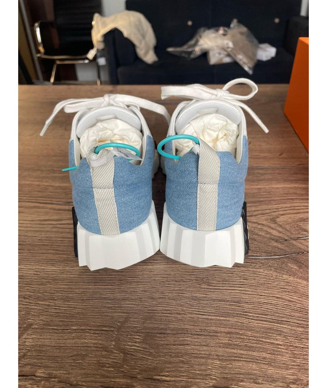 HERMES Голубые текстильные кроссовки, фото 4