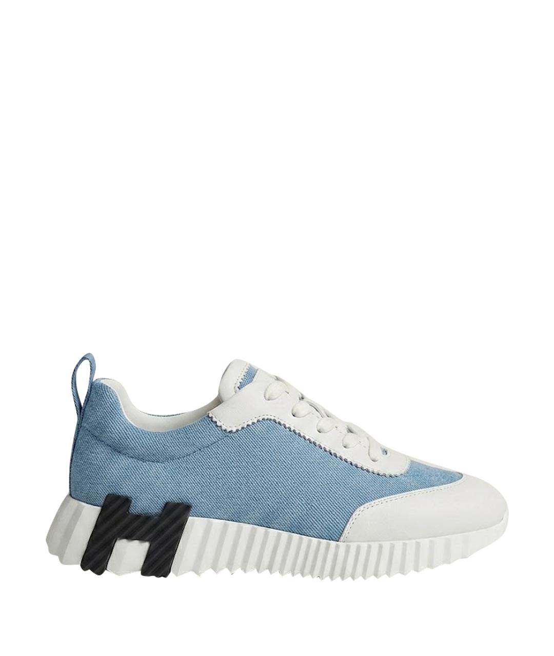 HERMES Голубые текстильные кроссовки, фото 1