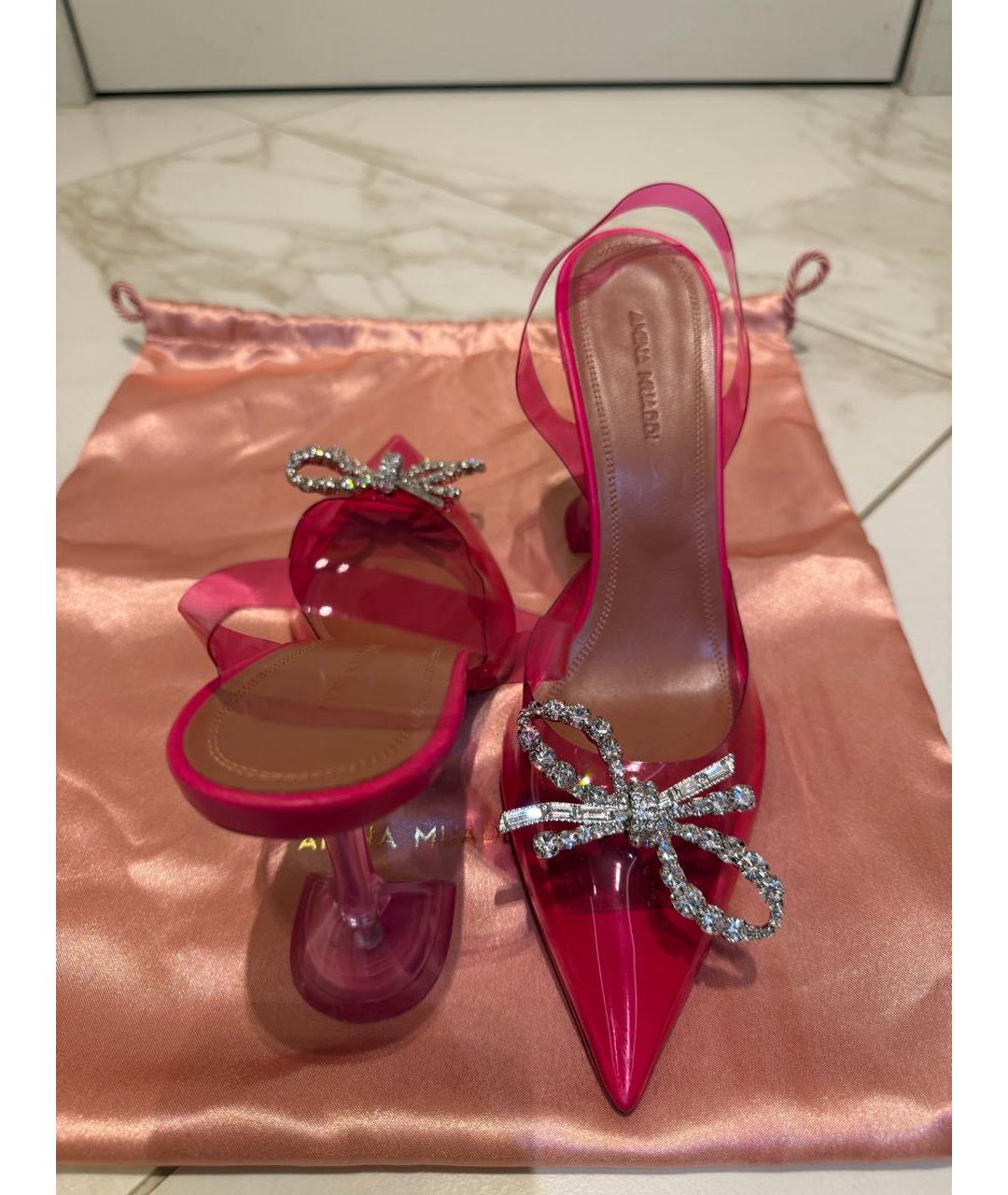 Amina Muaddi Розовые босоножки, фото 3