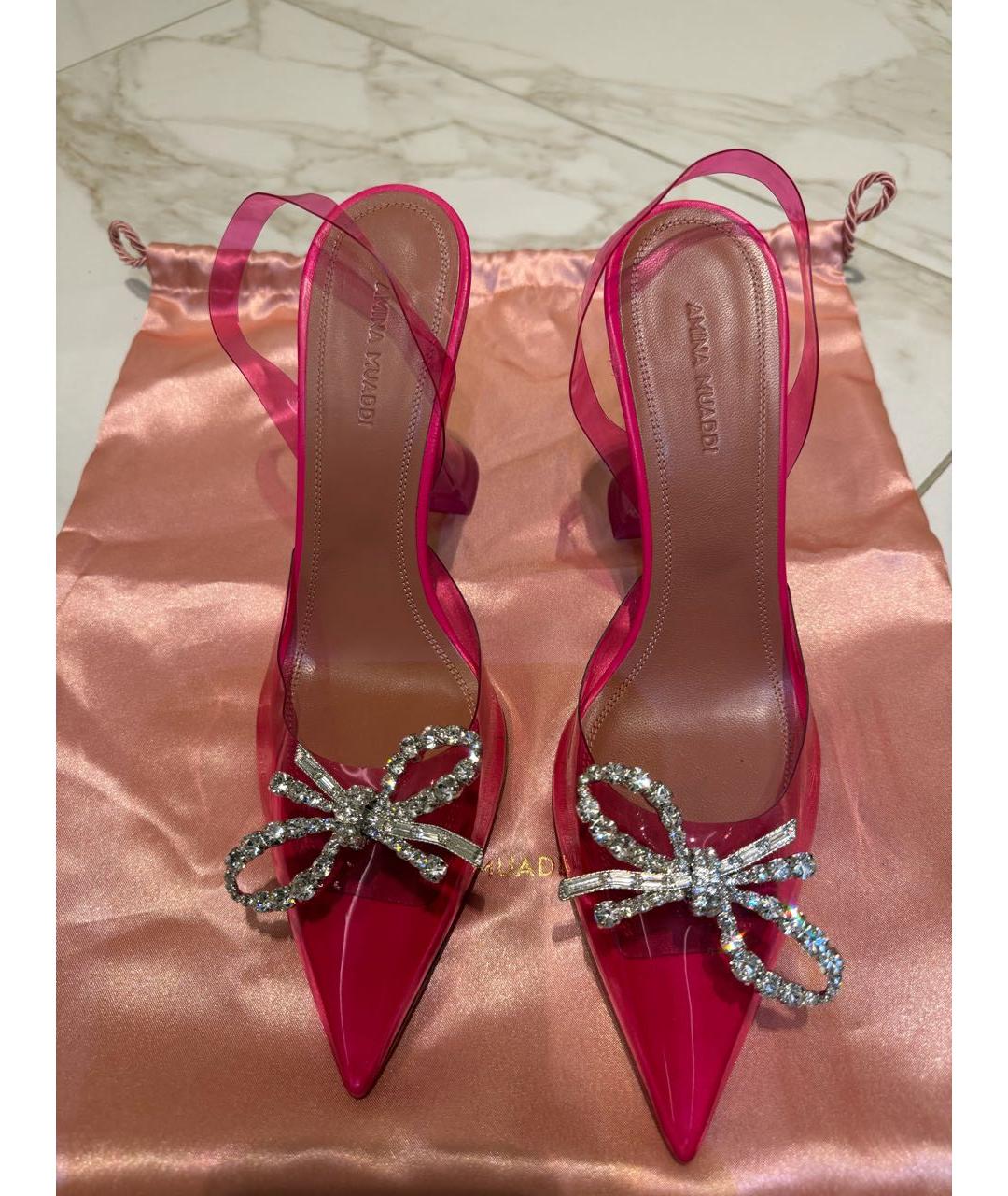 Amina Muaddi Розовые босоножки, фото 2