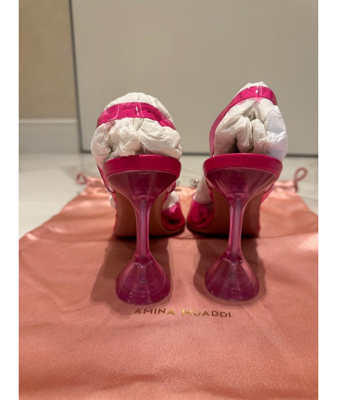 Amina Muaddi Розовые босоножки, фото 4