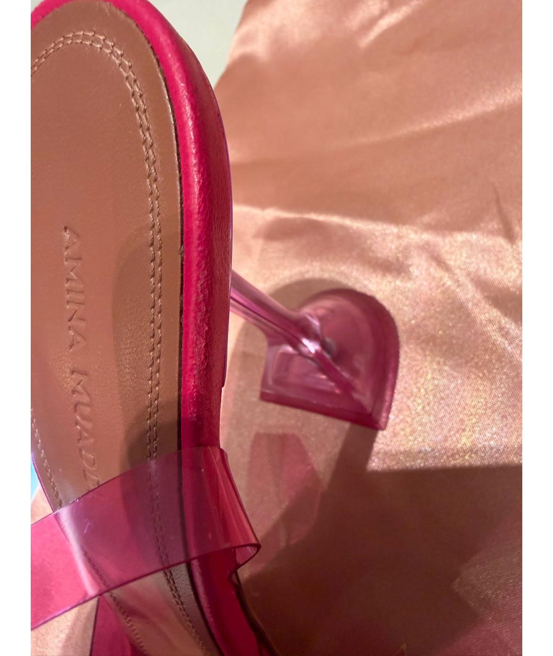 Amina Muaddi Розовые босоножки, фото 6