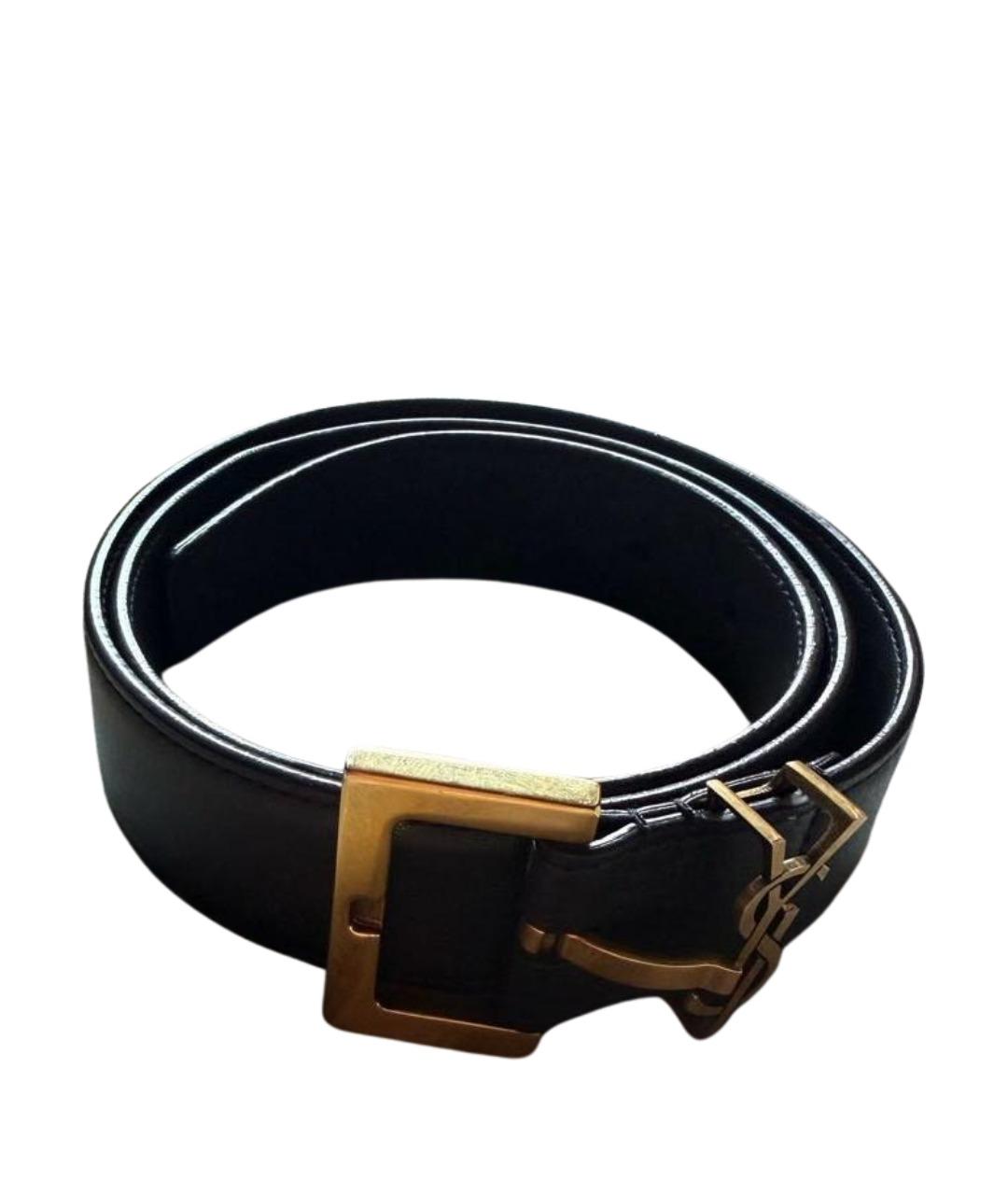 SAINT LAURENT Черный кожаный ремень, фото 1