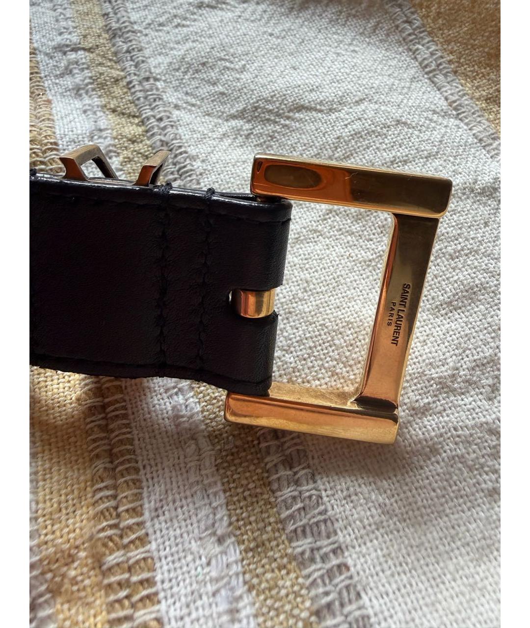 SAINT LAURENT Черный кожаный ремень, фото 3