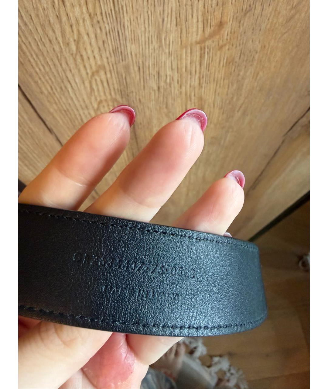 SAINT LAURENT Черный кожаный ремень, фото 4