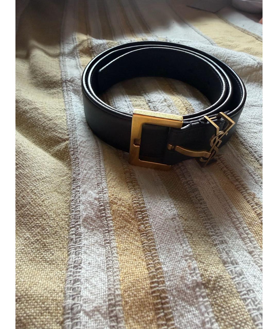 SAINT LAURENT Черный кожаный ремень, фото 6