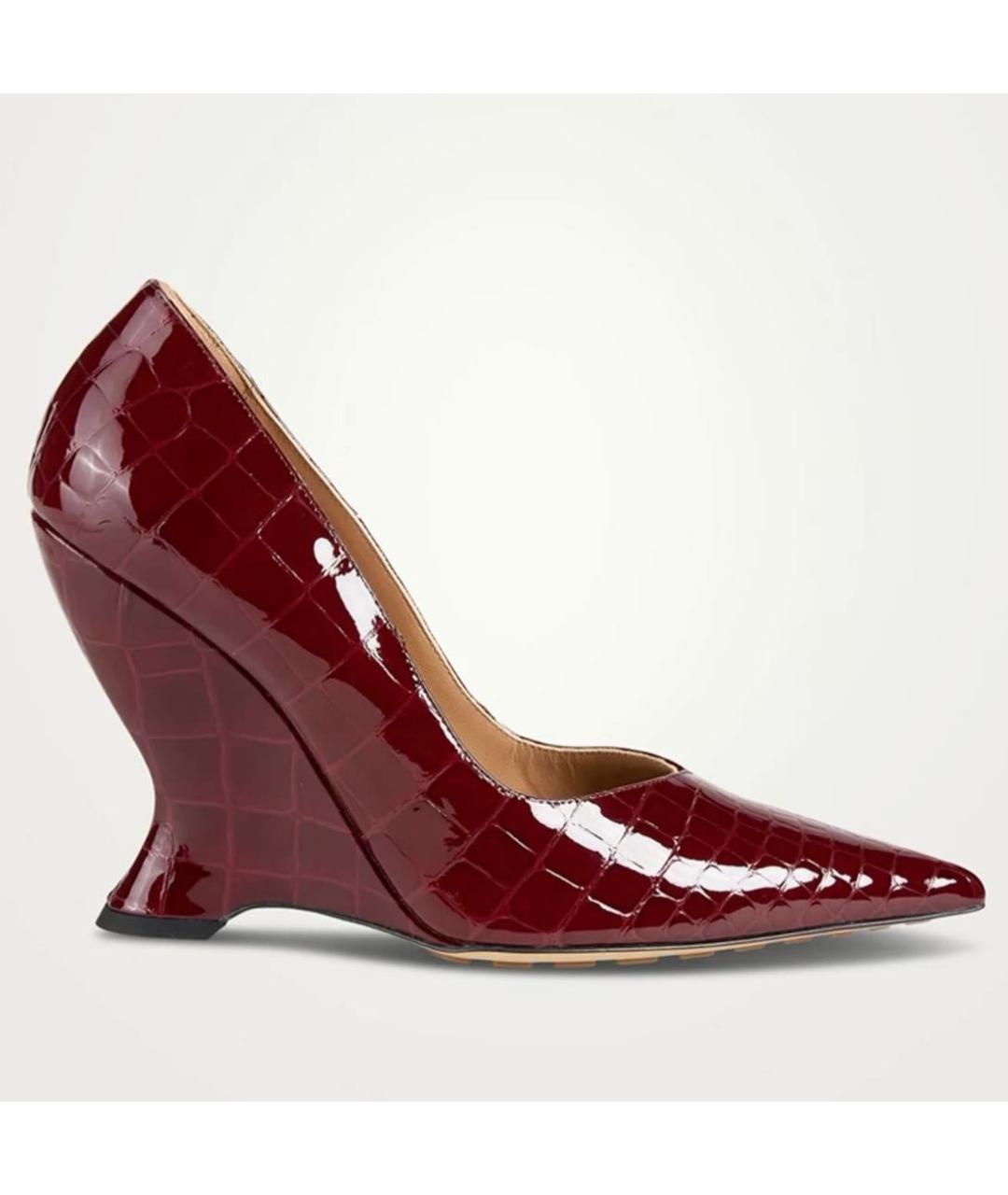 BOTTEGA VENETA Бордовые кожаные туфли, фото 4