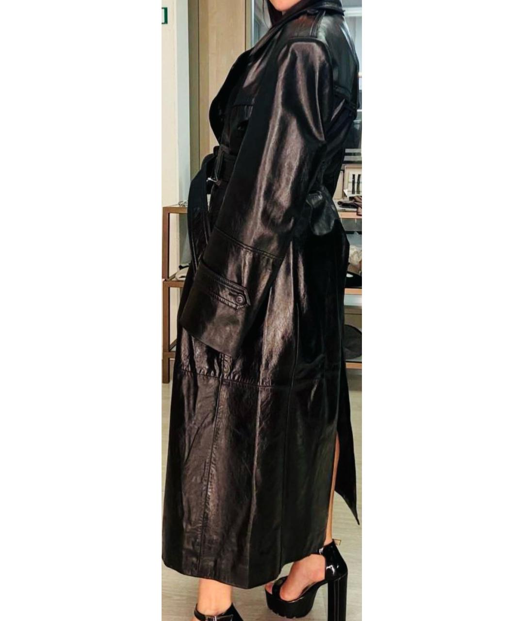 SPORTMAX Черный кожаный тренч/плащ, фото 6
