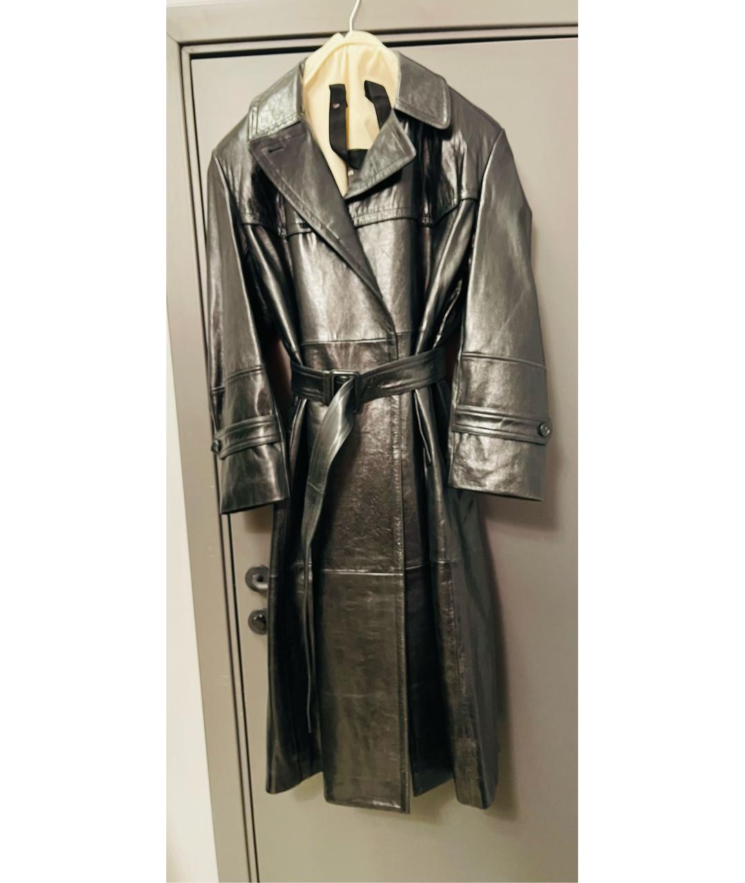 SPORTMAX Черный кожаный тренч/плащ, фото 8