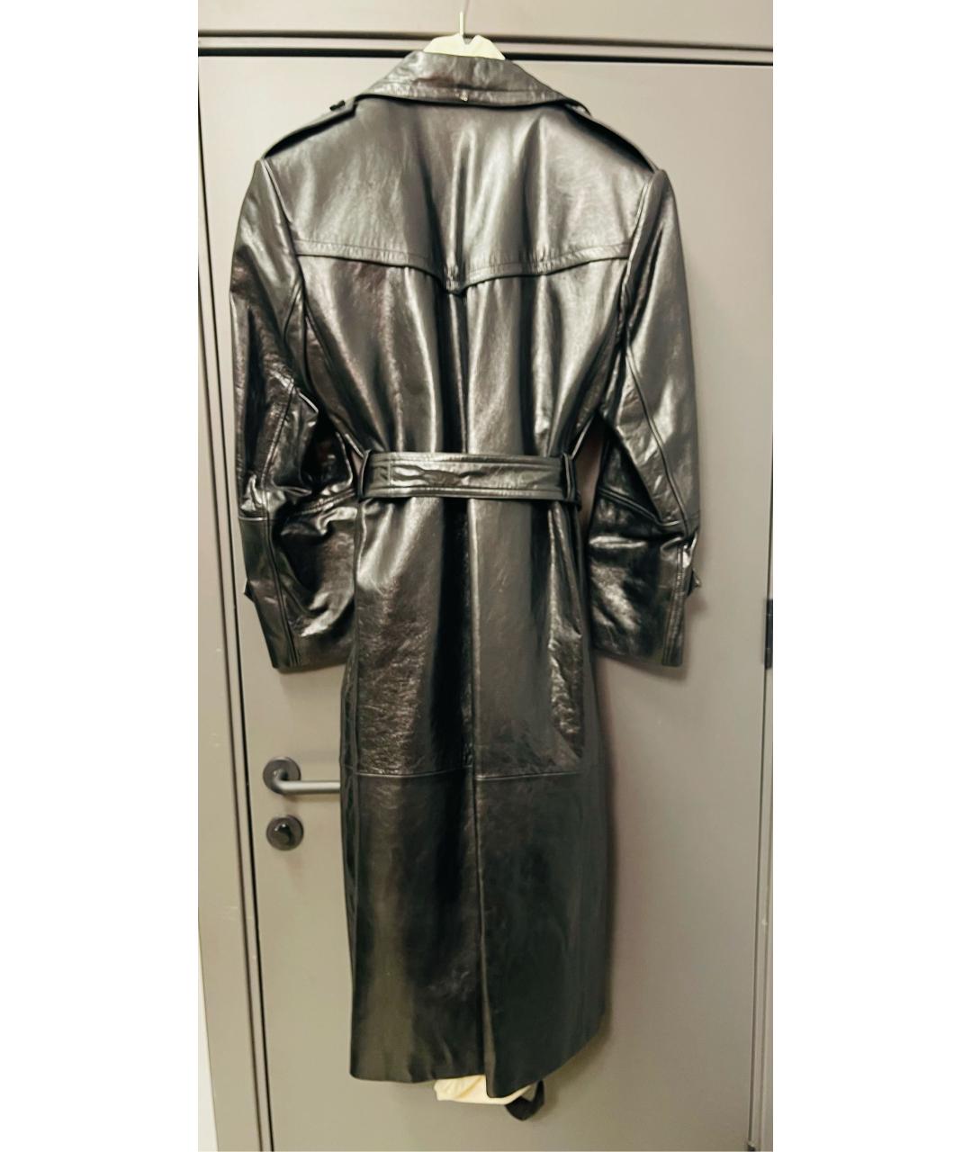 SPORTMAX Черный кожаный тренч/плащ, фото 2