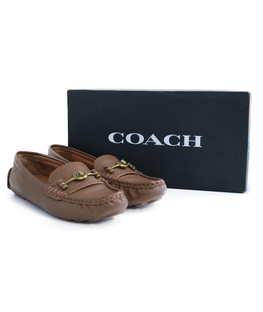COACH Коричневые кожаные мокасины, фото 6