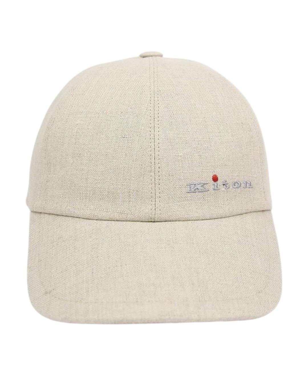 KITON Бежевая льняная кепка/бейсболка, фото 1