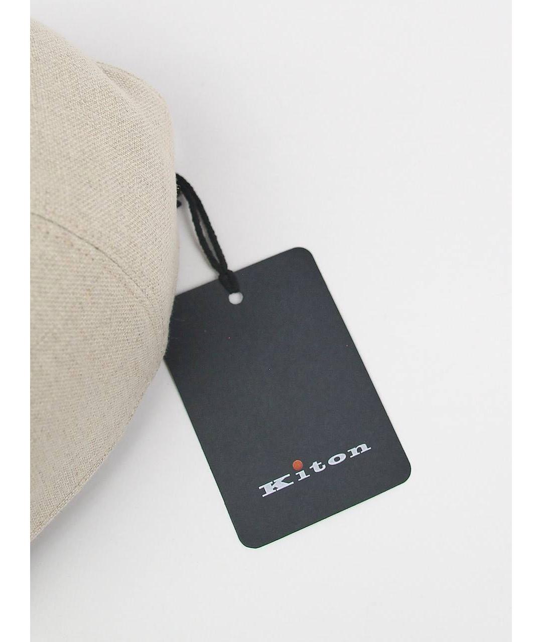 KITON Бежевая льняная кепка/бейсболка, фото 6