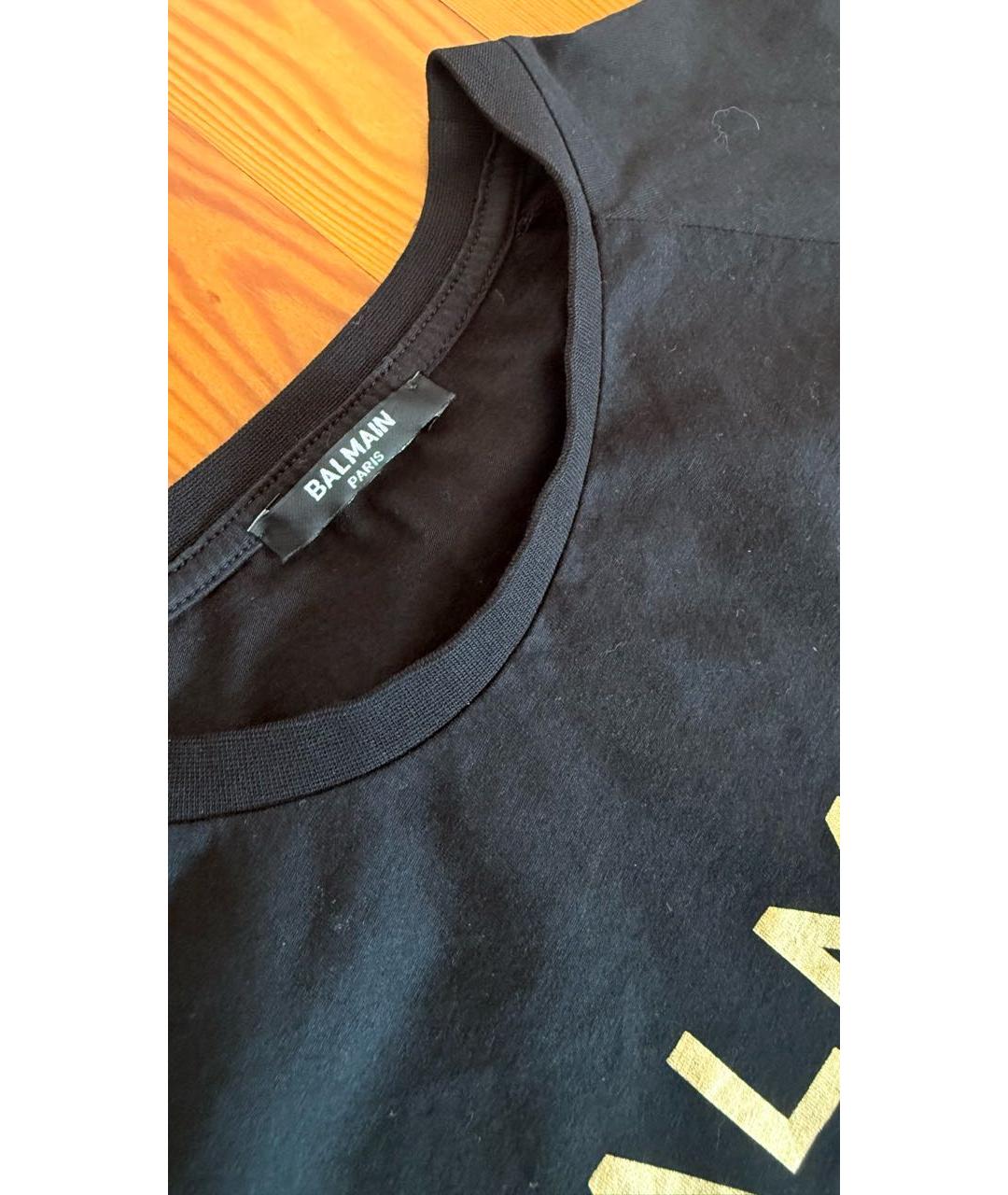 BALMAIN Черная хлопковая футболка, фото 3