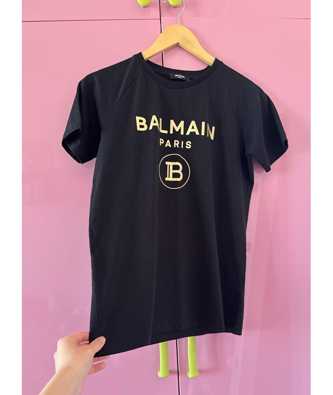 BALMAIN Черная хлопковая футболка, фото 4