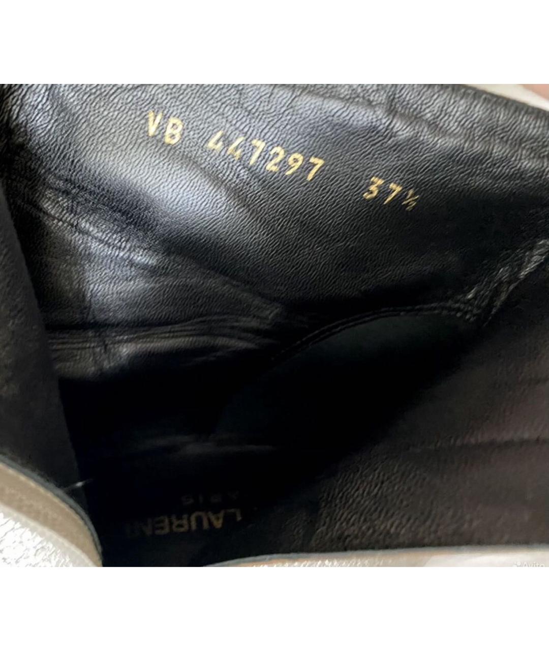 SAINT LAURENT Серебряные кожаные ботильоны, фото 5