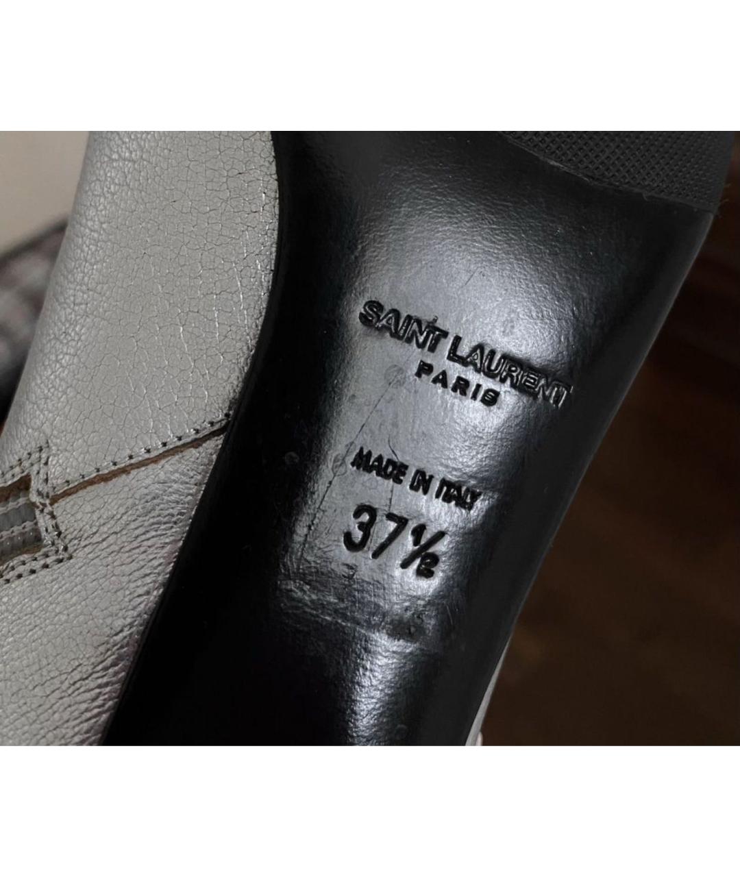 SAINT LAURENT Серебряные кожаные ботильоны, фото 4