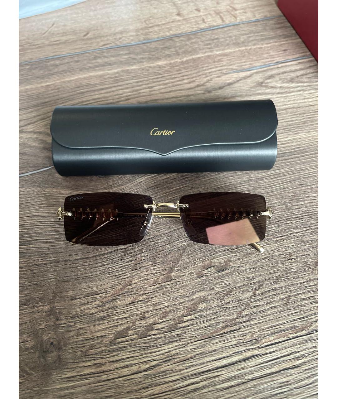 CARTIER Золотые металлические солнцезащитные очки, фото 2