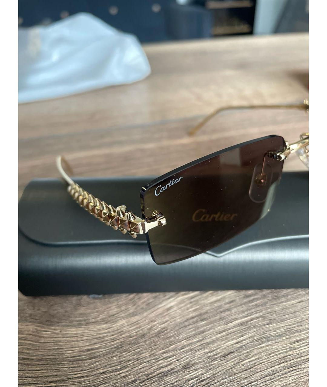 CARTIER Золотые металлические солнцезащитные очки, фото 3